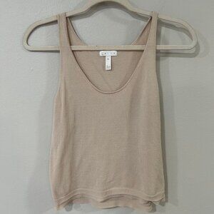 Leith Lightweight Knit Beige Ivory Tan Scoop Neck Tank Top Women’s Size X-Small